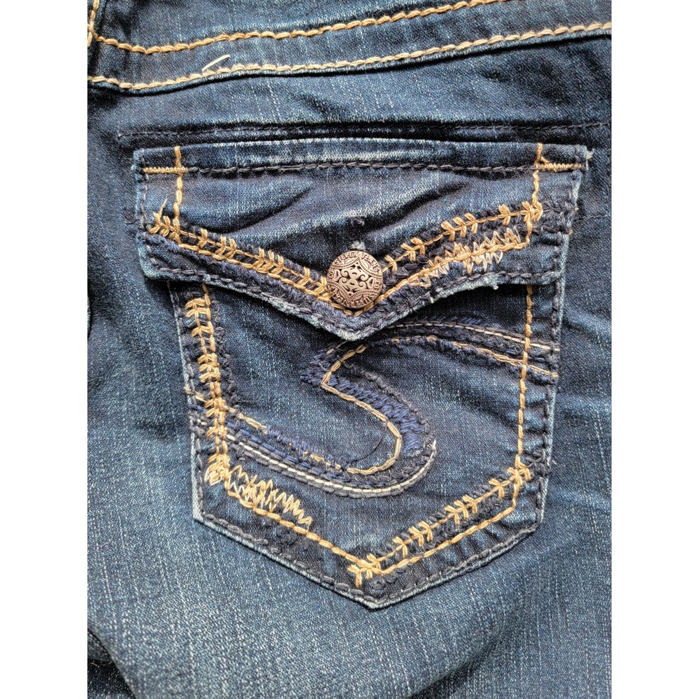 *EUC* Women's Silver Jeans Co. SUKI Mid-Rise Slim Bootcut EMBROIDERED W27"/L33"